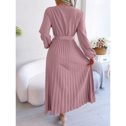 Summer Chic Cross V-Neck A-Line Pleated Maxi Dress for Women