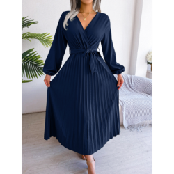 Summer Chic Cross V-Neck A-Line Pleated Maxi Dress for Women