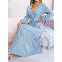 Summer Chic Cross V-Neck A-Line Pleated Maxi Dress for Women