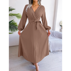 Summer Chic Cross V-Neck A-Line Pleated Maxi Dress for Women