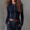 Oversized Plaid Patchwork Vintage Style Ripped Ribbed Velvet Long Sleeve Dress with Pockets