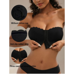 2 pcs Exclusive Front Closure Seamless Strapless Gown for Girls with Wave Edge Bra