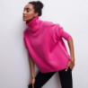Women's High Neck Sweater Loose Knit Pullover Coat for Fall/Winter