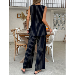 New Spring/Summer Two-Piece Set Striped Tank Top Wide Leg Pants Fashion Outfit