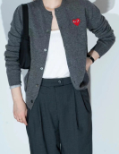 Autumn & Winter Japanese-Style Women's Crew Neck Cardigan: 100% Wool Knitwear with Classic Heart Embroidery, Long Sleeve Outerwear & Base Layer