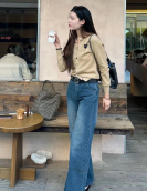 Autumn & Winter Japanese-Style Women's Crew Neck Cardigan: 100% Wool Knitwear with Classic Heart Embroidery, Long Sleeve Outerwear & Base Layer